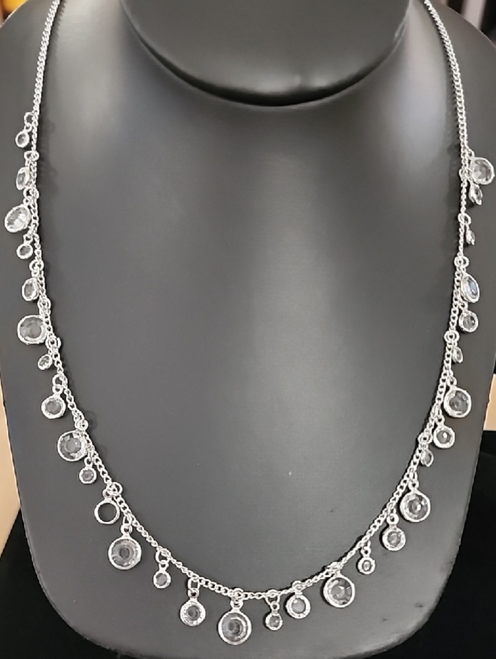 Silver Crystal Drop Necklace - Women Jewelry